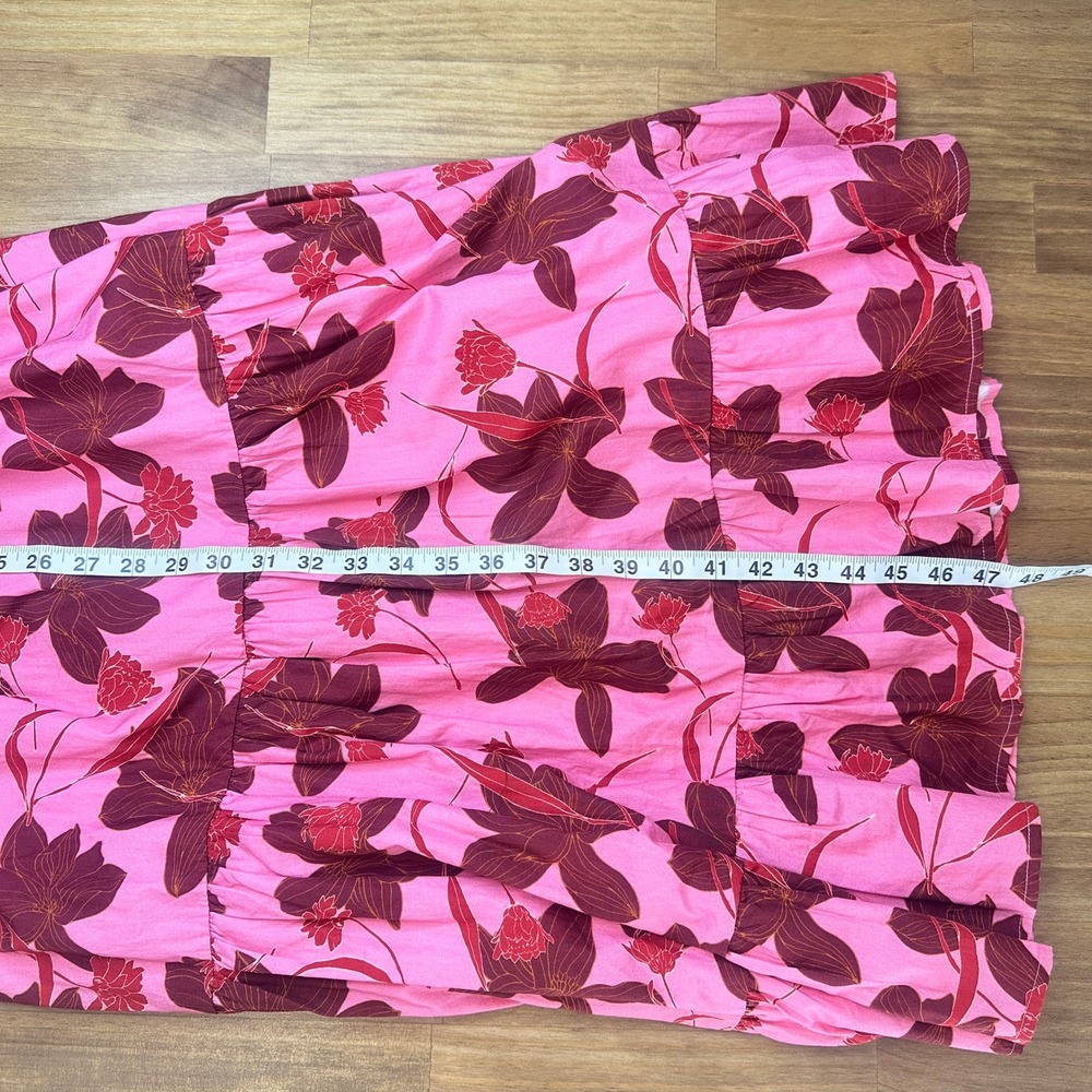 NWOT Du Paradis Pink Floral Backless Cotton Midi Dress Medium - Picture 8 of 12